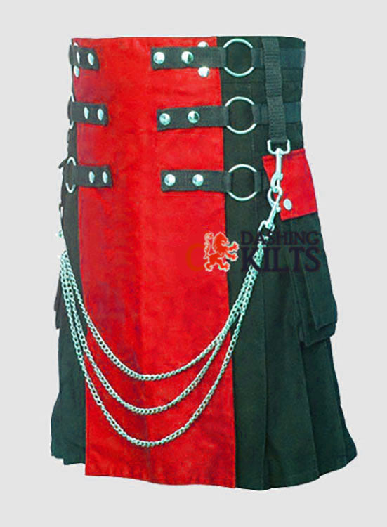 Fashion Tactical Hybrid Kilt Red And Black