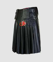 Men Black Leather Kilt