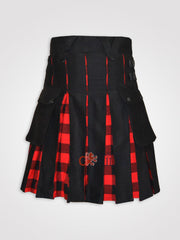 Men black and macgregor Tartan Celtic Pouch Hybrid kilt